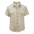 thumbnail image 4 of DayScoop Mens Casual Shirts Solid Color Shirt Short Sleeved Double Pocket Turndown Collar Button Top Tees, 4 of 6