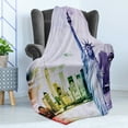 thumbnail image 4 of New York Soft Flannel Fleece Throw Blanket, City Illustration Liberty Symbolizing Freedom Color Transitions, Cozy Plush for Indoor and Outdoor Use, 60" x 80", Multicolor, by Ambesonne, 4 of 5