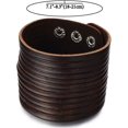 thumbnail image 2 of Pulsera Ancha de Cuero para Hombre y Mujer, Pulsera Envuelta, Cuero Genuino Negro, con Botones automáticos, 2 of 5