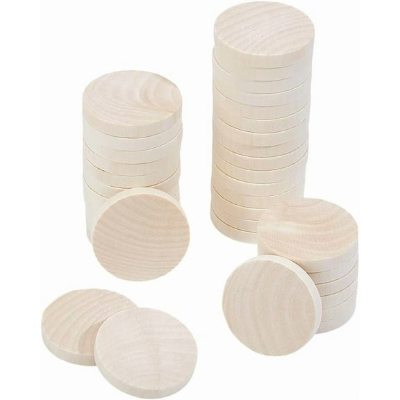 50pcs 2inch Unfinished Wooden Circle Cutouts Small Round Wood Thick Circles Slices Blank Wood Ornaments