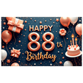 thumbnail image 3 of Decorative Birthday Banner Balloon Design Happy 88th Birthday for Milestone Celebration Indoor Decoration Party Scene, 3 of 8