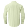 thumbnail image 3 of Men's Casual Long Sleeve Button Down Solid Shirt Turn Tops Green XL, 3 of 4