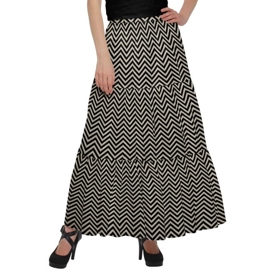 Moomaya Flared Skirt With Tie Waist Printed Long Skirt Plus Size Summer Wear