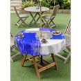 thumbnail image 5 of Navy Blue Grey Oil Painting Outdoor Tablecloth with Umbrella Hole, Abstract Modern Geometric Spillproof Waterproof Outdoor Table Cover, Patio Tablecloths for Party/Garden/Picnic, Round 60 inch, 5 of 9