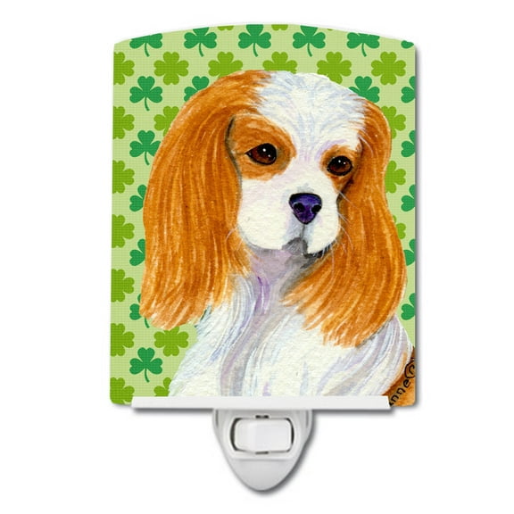 Caroline's Treasures SS4458CNL Cavalier Spaniel St. Patrick's Day Shamrock Portrait Ceramic Night Light, 6x4x3",