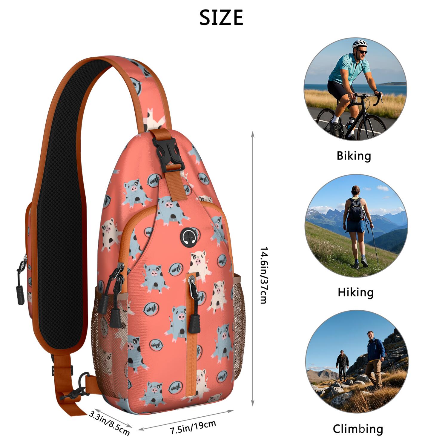 Cute Night Forest Pattern Crossbody Shoulder Bag for Women Men – Large front zip pocket, Multipurpose storage, Lightweight – Artistic Pattern Design for Travel, Hiking, Outdoor