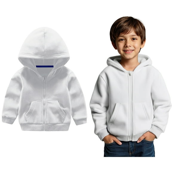 Hoodies for Girls Kids White Full Zipper Hoodie Casual Long Sleeve Sweatshirts Fall Winter Clothes Little Girls Clothes5-6 Years Boys Girls Fashion