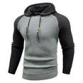 thumbnail image 4 of RYDCOT Mens Color Blocked Casual Retro Hooded Pullover Sweatshirts Casual Long Sleeve Knitted Sweater Gray, 4 of 5