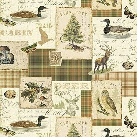 David Textiles North Memories Animals Patches 100% Cotton Fabric sold by the yard