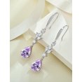 thumbnail image 5 of PYNZY Wedding Teardrop Dangle Earrings with 7x10MM Created Alexandrite Birthstones, 925 Sterling Silver Hook Earrings for Women Christmas Jewelry Gifts, 5 of 6