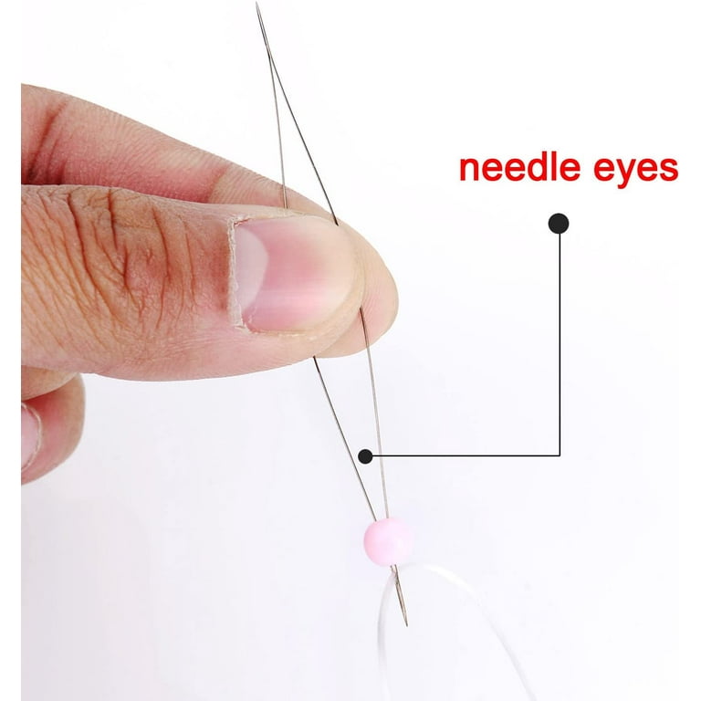 6 Pieces Big Eye Beading Needles with Needle Bottle (2.2 inch, 3 inch) 