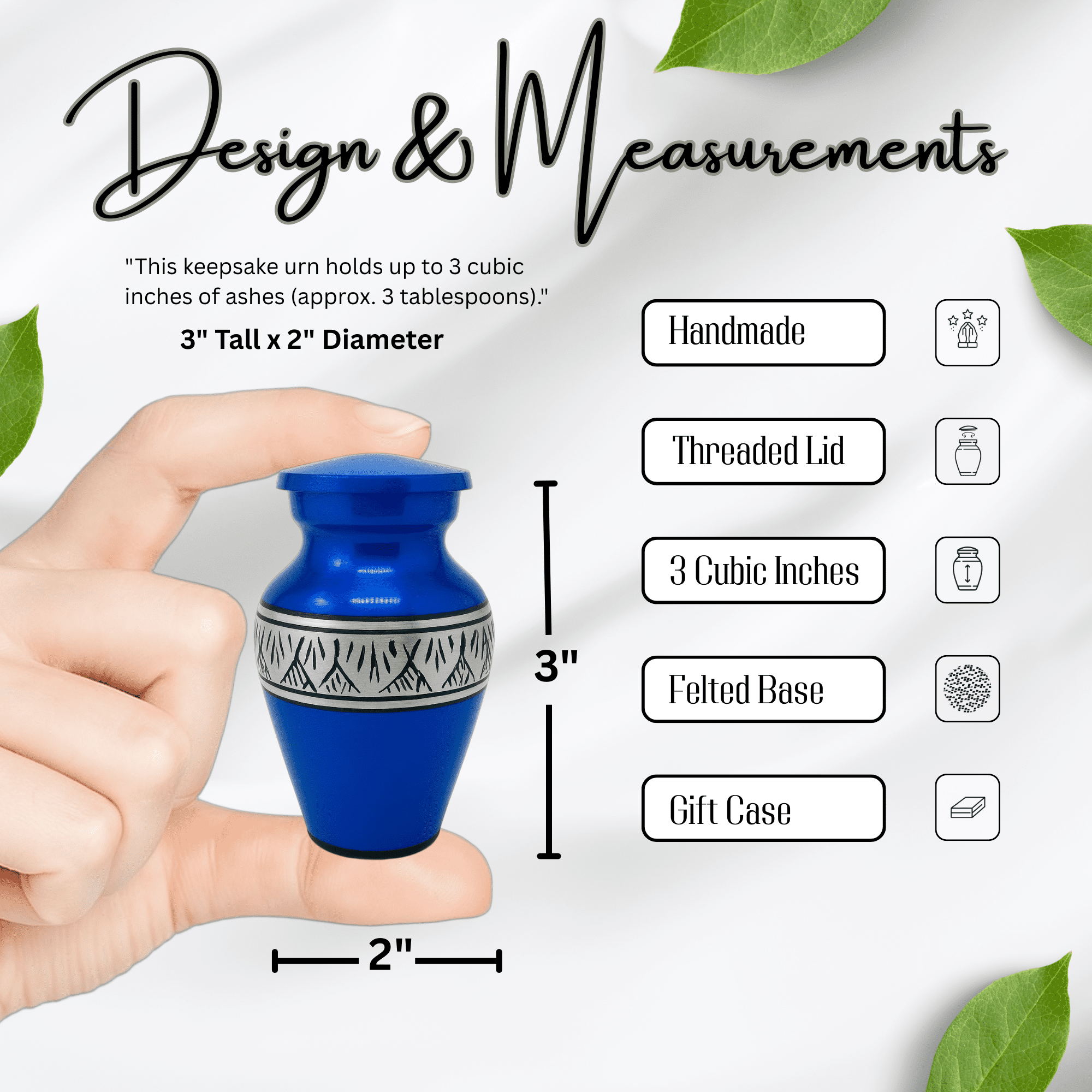 Nova Niche Small Royal Blue Aluminium Cremation Urns for Human Ashes – Mini Memorial Keepsake Set of 4 with Velvet Case