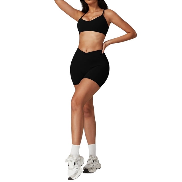 Conjuntos de entrenamiento for mujer, 2 piezas, sujetador deportivo, camiseta sin mangas, polainas de cintura alta, gimnasio, yoga, ropa activa, camiseta de entrenamiento for mujer