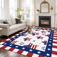 thumbnail image 4 of Rectangle Rug 6x9ft Area Rug, 4th of July Independence Day Stars Flag Area Rugs for Living Room Bedroom, Red White Plaid Border Floor Mat Non-Slip Non-Shedding Carpet Indoor Accent Rugs, 4 of 9