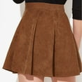 thumbnail image 5 of Women's Button Up Flare A-Line Corduroy Skater Mini Skirt High Waist Pleated Short Skirts for Women, 5 of 5