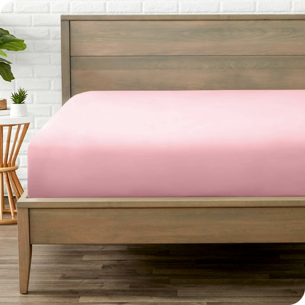 Bare Home Sábana Ajustable de Lujo Colección 1800, Ultra Suave, Bolsillo Profundo, Tamaño Queen, Rosa Claro