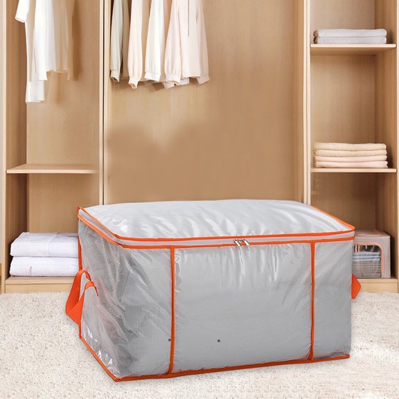 Large Capacity Storage Bag with Handle & Zipper | 60x37x35cm Foldable Moving Bag for Clothes Pillows Quilts | Travel College Dorm Home Organization | 1 Piece