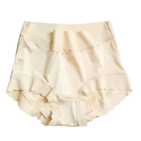 HSHMT Womens Underwear Womens Premium Satin Ice Silk High Waist Panties Satin Ice Silk Seamless Shaping Briefs Ice Silk High Waist Pantie