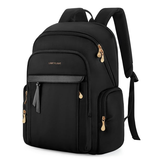 Mochila LIGHT FLIGHT FLIGHT para portátil de 15.6 pulgadas con carga USB para mujer, color negro