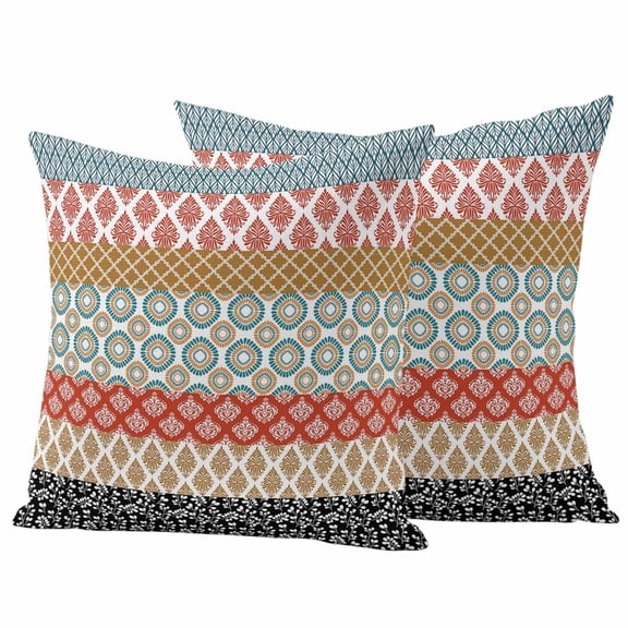 Outdoor Waterproof Pillow Covers Boho Abstract Geometric Ethnic Style Decorative Throw Pillow Protectors,Pillowcase Cushion Cases for Patio Sofa Garden Couch,16x16in,Pack of 2