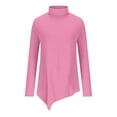 thumbnail image 3 of Fall Shirts for Women 2025 Solid Color Flowy Turtleneck Ruffle Hem Loose Going Out Tops Long Sleeve Shirts for Women, 3 of 5