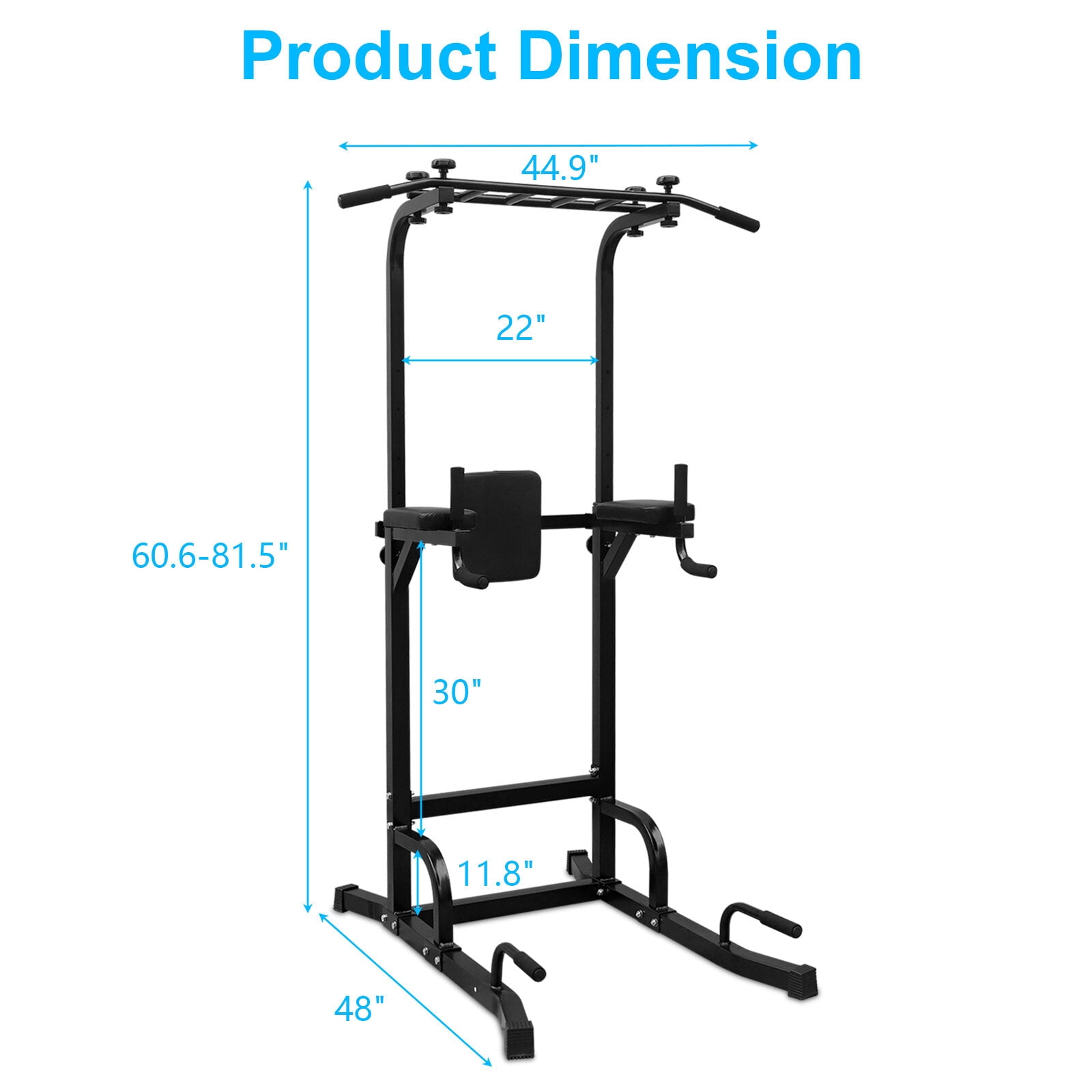 Power Tower Pull Up Bar & Dip Station, Adjustable Height Home Gym Equipment for Strength Training (44.88"L x 47.24"W x 90.55"H)