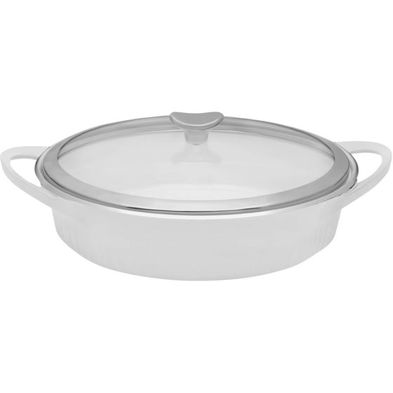 CorningWare 4Quart French White Cast Aluminum Braiser with Glass Cover