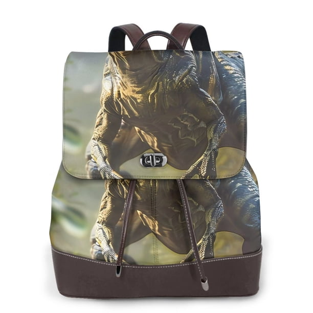 Easygdp Ferocious Dinosaur Mochila de Cuero para Mujeres, Bolso de Hombro, Bolsos de Mano de Moda para Trabajo y Viajes