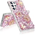 thumbnail image 2 of for Galaxy S24 Ultra Bling Case Women Girls Luxury 3D Glitter Diamond Sparkle Crystal Rhinestone Phone Case Cute 3D Heart Crown Flower and Butterfly Gemstone Case for Galaxy S24 Ultra, Pink, 2 of 14