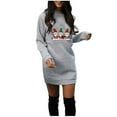 thumbnail image 3 of Horkkom Mini Dresses for Women Holiday Party Christmas Dresses Long Sleeve Crewneck Sweatshirt Dress S, 3 of 9