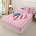thumbnail image 2 of Manfei Cute American Flag Heart Zipper Queen Comforter Set with Fitted Sheet and 2 Pillowcases,Pink Zipper Bedding Set,Pink Reversible,4pcs, 2 of 8