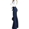 thumbnail image 4 of LilyLLL Womens Belted High Waist Pants Flared Bell Bottom Denim Jeans, 4 of 4