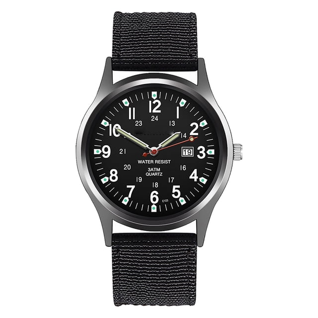 Dsscvnef Men's Analog Quartz Watch with Date Display Arabic Numerals Durable Nylon Strap Precise Timekeeping Stylish Wristwatch for Men