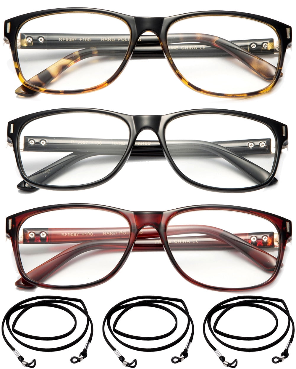 3 Pairs Value Pack with FREE Lanyard Medium to Large Frame High Quality