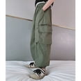 thumbnail image 5 of Teen Children Pants For Girls Casual High Elastic Waisted Drawstring Loose Fit Multi Pockets Kid Tall Cargo Sweatpants Size 3-4T, 5 of 5