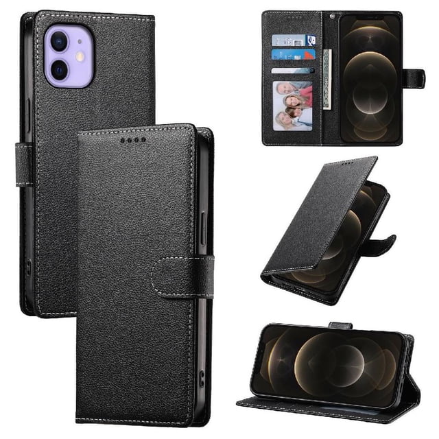 Funda para FOXDOCK iPhone 12– Cuero Premium, 3 ranuras para tarjetas, Protección contra impactos