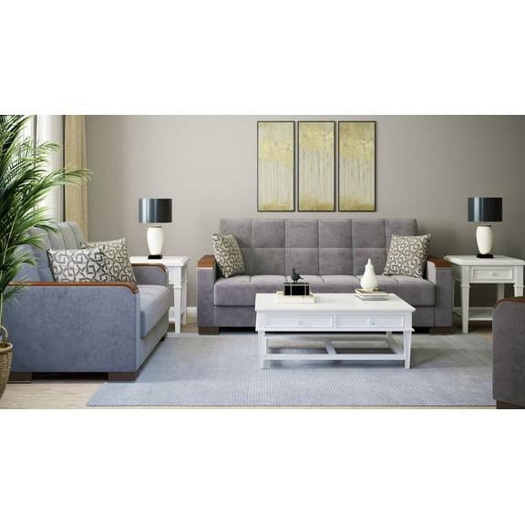 Ottomanson Origins X Sleeper Loveseat, Gray Microfiber Fabric