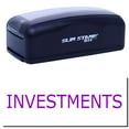 thumbnail image 1 of Large Pre-Inked Investments Stamp, Slim 1854, Ultra Slim Design, Impression Size 1-13/16" by 2-1/2", Up to 25,000 Impressions - Purple Ink, 1 of 10