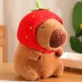 thumbnail image 1 of Lindo juguete de felpa Capybara Kawaii, Capibara esponjosa con bolsa de tortuga, gorra de fresa, animales de peluche, regalo de cumpleaños para niños, decoración del hogar, 1 of 6