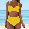 thumbnail image 2 of Huesdet Womens Sexy Bikini Sets Halter String White Thong Swimsuits Triangle High Cut Cheeky Bathing Suits(Yellow,S), 2 of 7