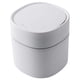 thumbnail image 1 of Mini bote de basura de plástico moderno con tapa - Papelera para tocador de baño, escritorio, mesa o mesa de café - 2 litros (prensa cuadrada - blanco), 1 of 5