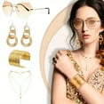 thumbnail image 6 of 4Pcs 70s Disco Jewelry, Stylish Goddess Accessories, Glasses Triple Swirl Earrings Necklace Bracelets, Suitable for Festival Party, Cosplay, Beach Vacation, 6 of 8