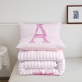 thumbnail image 5 of Manfei Pink Bling Letter A Print Full Size Comforter Sets,Minimalist Geometric Lines Bedding Comforter Set,Pink Reversible,3 Pieces,1 Comforter and 2 Pillowcases, 5 of 7