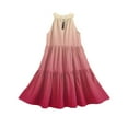 thumbnail image 5 of Abcomgle Girls Summer Dress Size 7-8 Casual Halter Neck Sleeveless Girls Dresses Gradient A-line Sundresses Loose Swing Dresses 5-6 Years,Vermilion, 5 of 7
