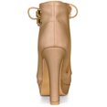 thumbnail image 3 of Botines con plataforma y tacones de bloque con correa con cordones para mujer Allegra K Desnudo 36, 3 of 6