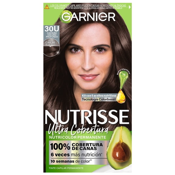 Tinte para cabello Garnier Nutrisse ultra cobertura 30u castaño oscuro profundo