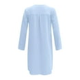 thumbnail image 3 of Summer Dress for Women Women'S Round Neck Knee-Length Linen Dress Boho Casual Loose Dress With Buttons Dresses Cotton Light Blue 3Xl, 3 of 5