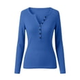 thumbnail image 5 of Womens Slim Knitted Tops Long Sleeve Button Up V Neck Sweaters for Women Ribbed Tight Pullover Fall Winter Top, 5 of 8