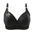 thumbnail image 3 of Cute Push Up Bralettes for Women Plus Size Full Coverage Wireless Bras Underwear Soft Ruched Support T-Shirt Bra, 38/85BC Black, 3 of 4