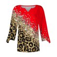 thumbnail image 4 of LOVZFMLL Hauts d'Été pour Femmes Mode Col en V Manches Trois Quarts T-Shirt Blouse d'Automne Chandail en Molleton, 4 of 5
